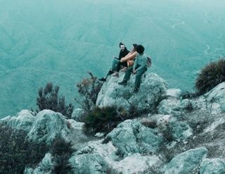 Group of people on ledge